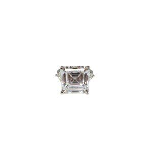 Barbara Sinatra Style Asscher Cut Square Engagement Ring White Metal Size 7.5